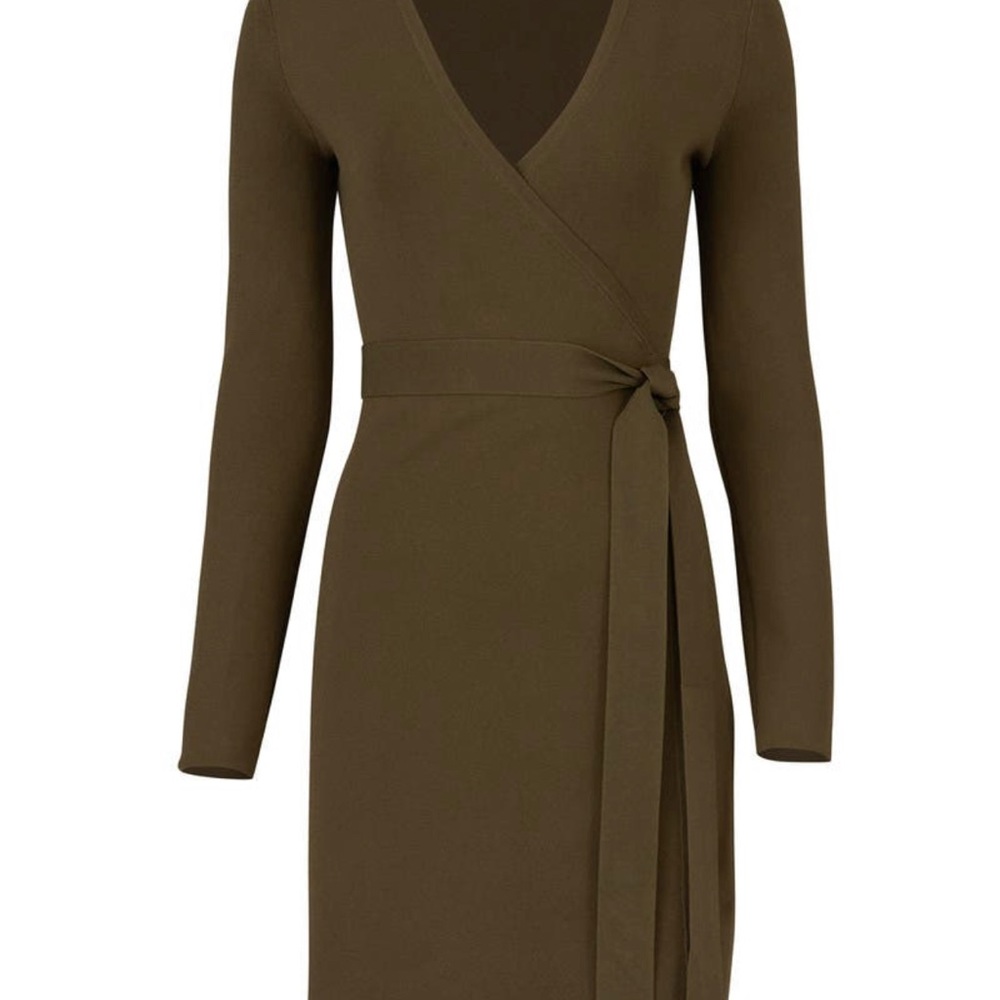 Green Knit Wrap Dress Medium